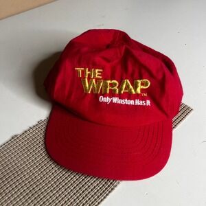 Vintage Winston Cigarettes The Wrap Red Nylon Snapback Hat Promo Cap Tobacco